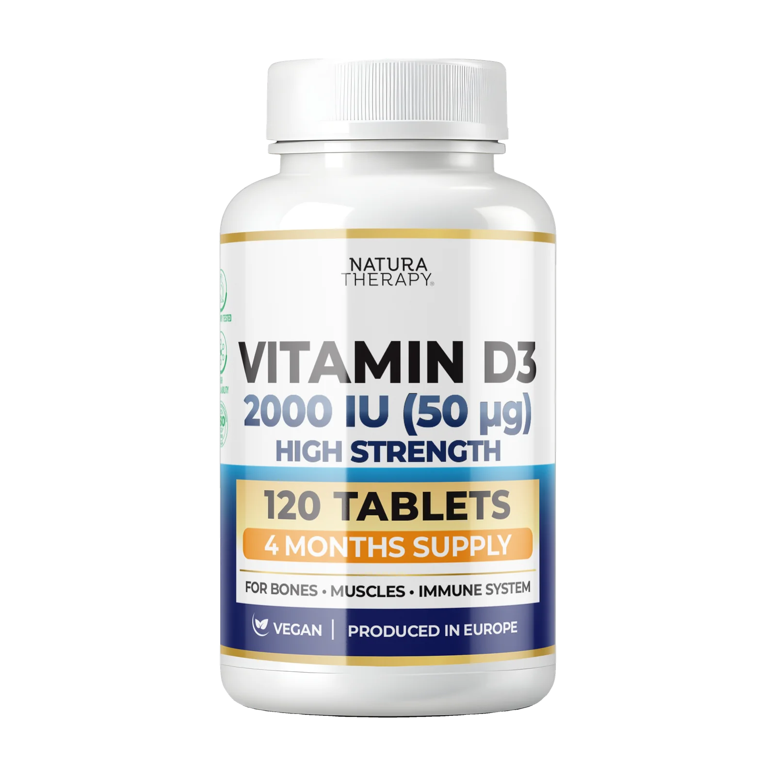 Vitamin D3 — 120 tableta nga 2000 IU