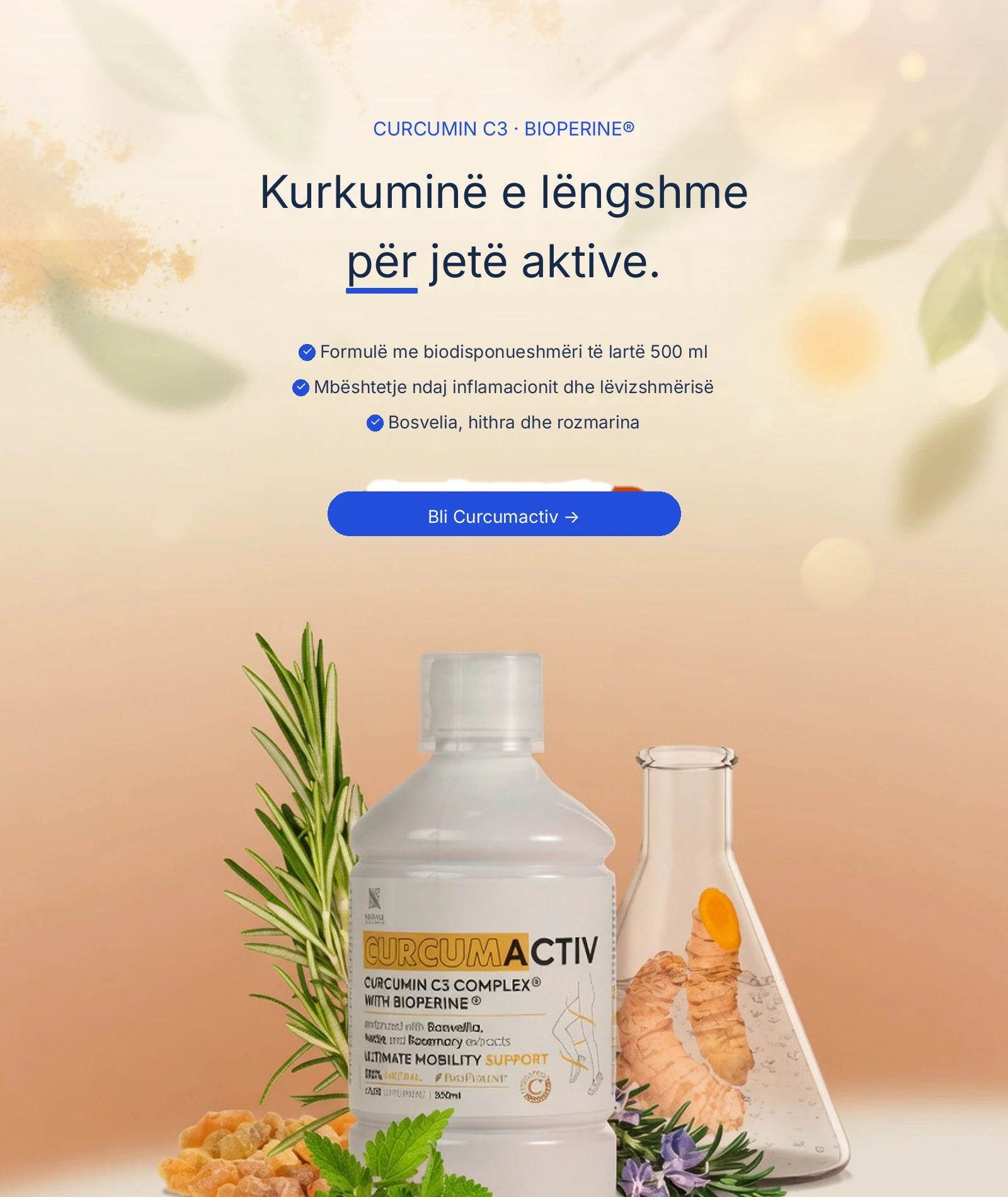 Curcumactiv — kurkuminë e lëngshme për mbështetje ndaj inflamacionit dhe lëvizshmërisë