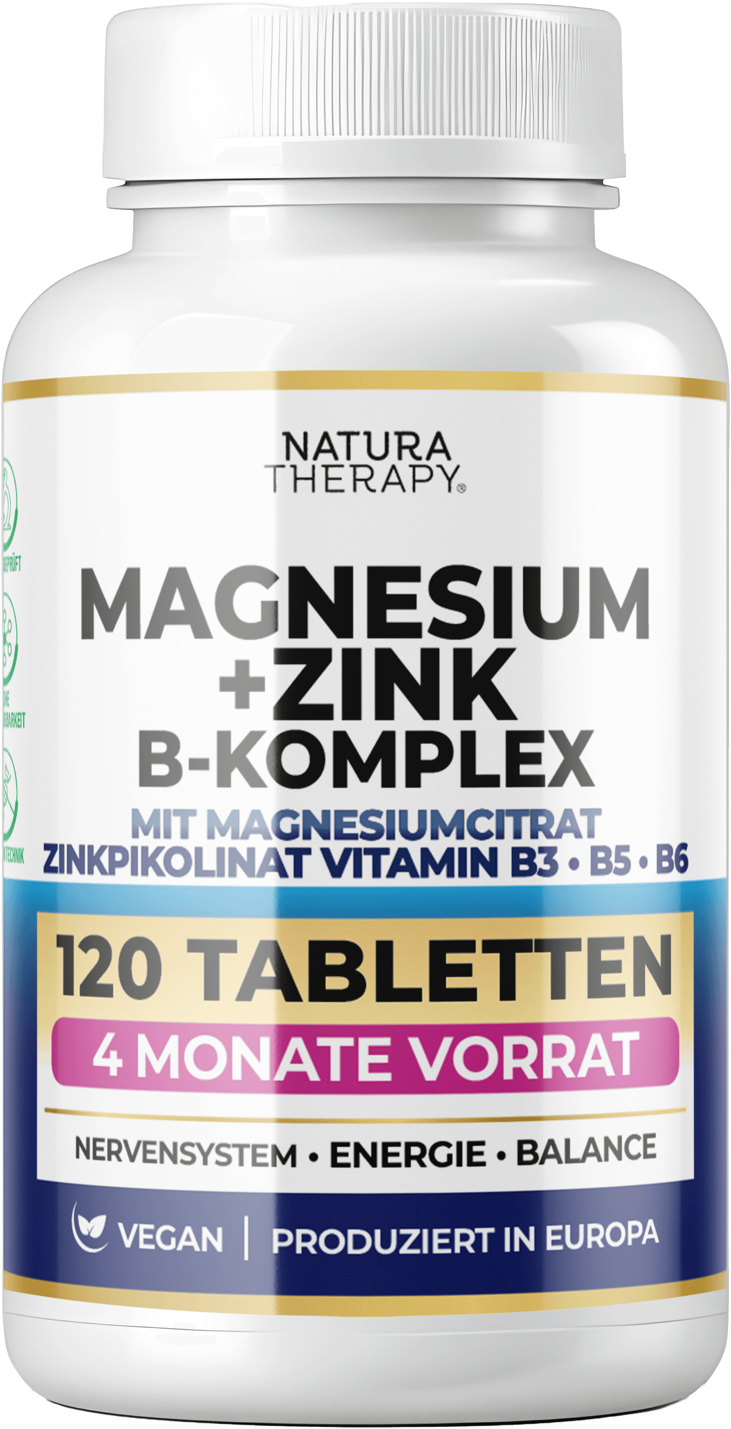 Magnesium + Zinc + B-Complex — 120 tableta – Magnesium | NaturaTherapy – suplemente ushqimore natyrale