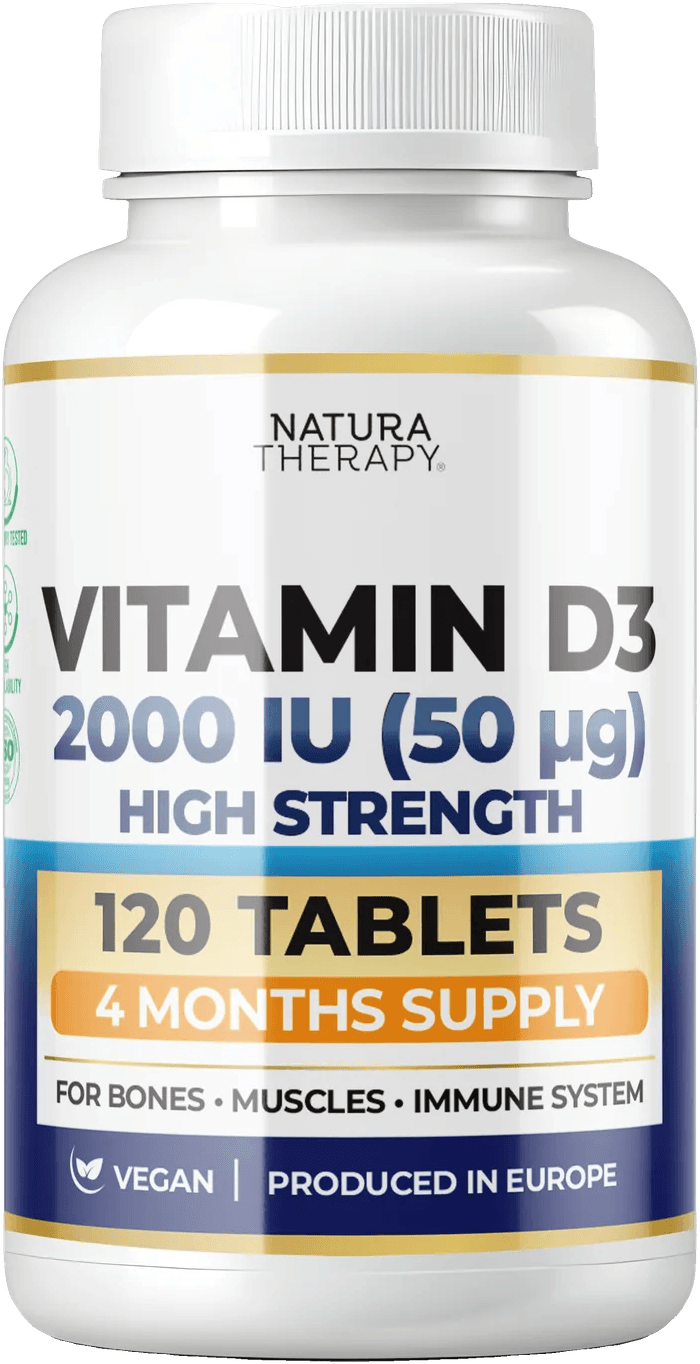 Vitamin D3 — mbështetje për imunitetin, kockat dhe vitalitetin — 120 tableta – Vitamin | NaturaTherapy – suplemente ushqimore natyrale