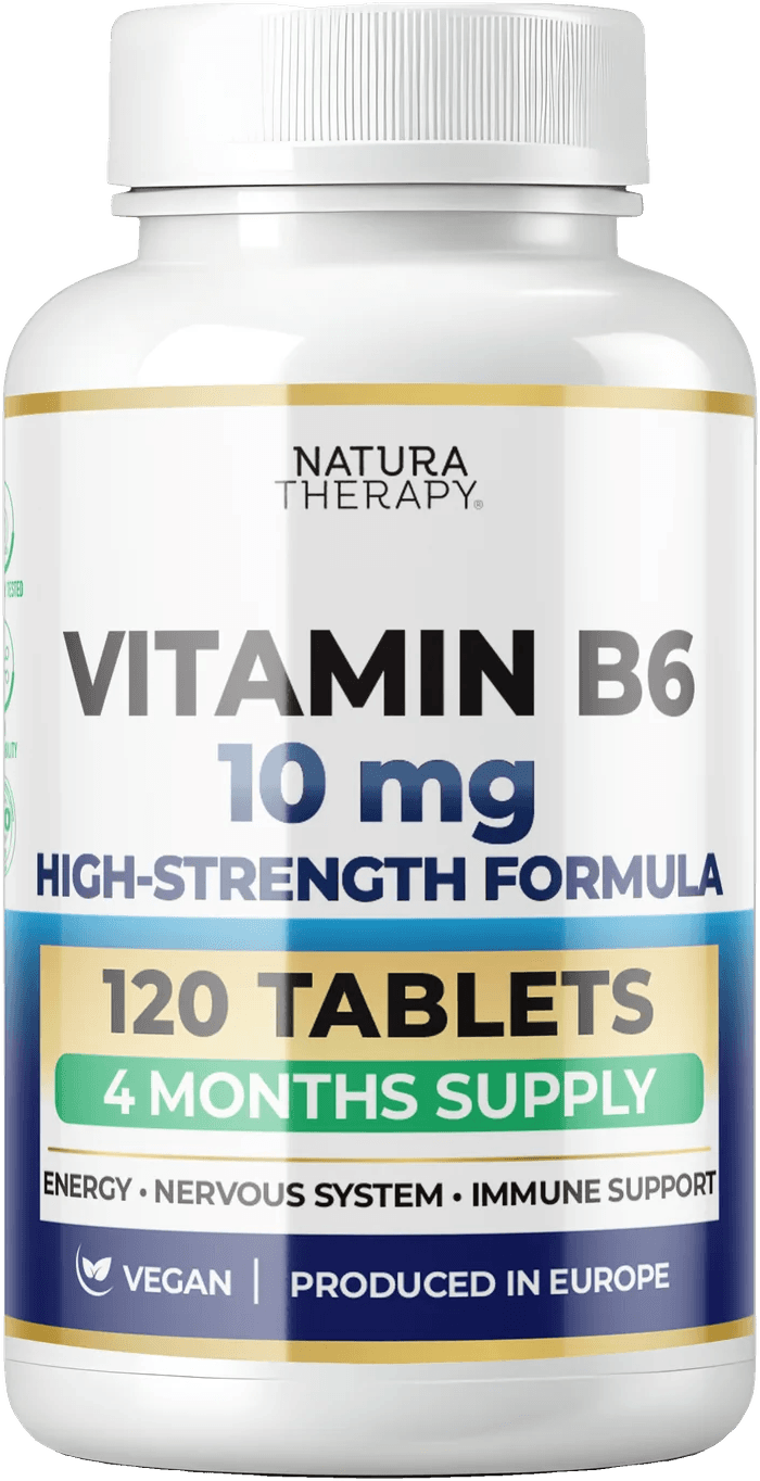 Vitamin B6 — për energji, metabolizëm dhe sistemin nervor — 120 tableta – Vitamin | NaturaTherapy – suplemente ushqimore natyrale