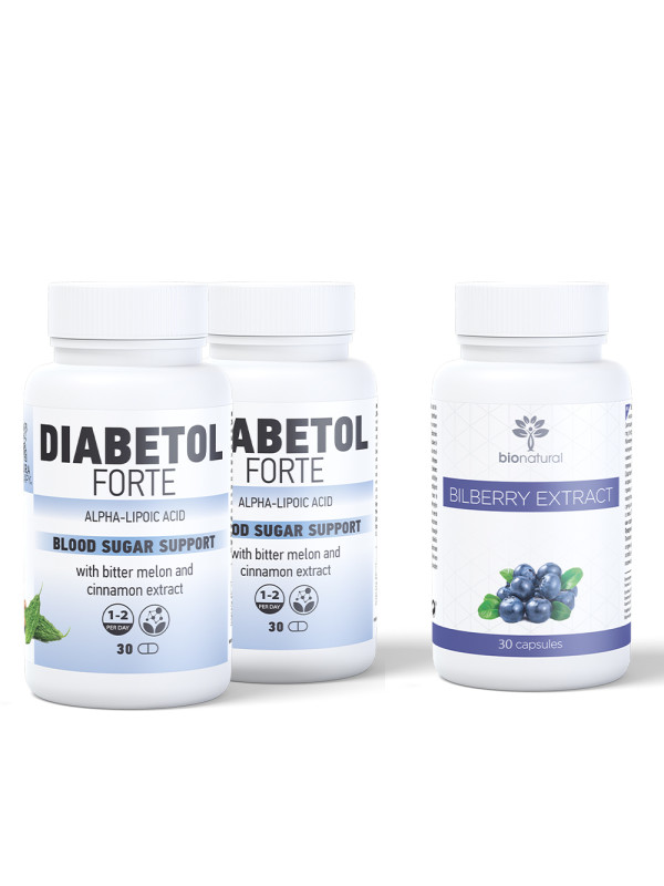 2XDiabetol Forte(30cps) + Bilberry Extract, kapsula normalizues diabeti.